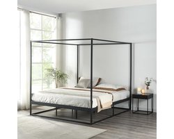 Hemelbed Kristianstad 160x200 cm - Zwart