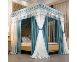Hemelbed met Klamboe - Luxe Beddecoratie - Rustige Slaap - Dubbellaags Ontwerp - Kingsize Bed - Wit