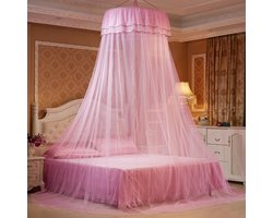 Hemelbednet – Beddraperie – Klamboe – Decoratieve bedhemel – 65 × 270 × 900 cm – Geschikt voor twee- en eenpersoonsbedden – Polyester – Roze