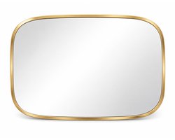 HEMO Wandspiegel 45x35 cm – Gouden Spiegel met Metalen Rand – Horizontaal & Verticaal Ophangbaar – Moderne Badkamerspiegel – Spiegel voor Hal, Toilet en Slaapkamer