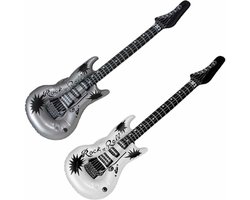 Henbrandt Opblaasbare muziekinstrument gitaren - 2x stuks wit/zilver 106 cm