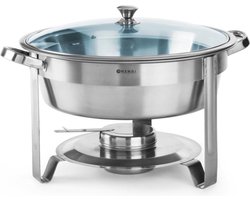 Hendi Chafing Dish Rond- Met Glazen Deksel - Buffetwarmer - 3,5 Liter - Ø39x(H)27cm