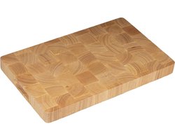 HENDI Dikke snijplank – rubberhout – diepe handgrepen – 530x325x45 mm – schaakpatroon