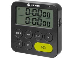 HENDI Dubbele keukentimer – 3 alarmmodi – magnetische bevestiging – zwart – 82x20x86 mm