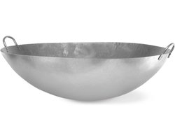 HENDI Grote wokpan – Plaatstaal – 710 mm – Met grepen – Geschikt voor Green Fire barbecues