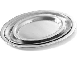 HENDI Ovaal koffieplateau – roestvrij staal – vaatwasmachinebestendig – 200x140 mm – satijn finish