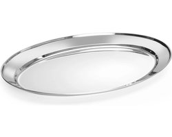 HENDI Ovale metalen schotel – roestvast staal – vaatwasmachinebestendig – 450x290 mm