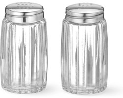 HENDI Peper- en zoutstrooierset van glas met RVS doppen - 40 x 70 mm