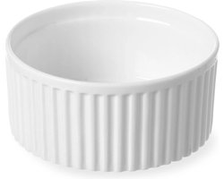 HENDI Ramekin – Geribbeld Porselein – Thermo Shock Bestendig – Ø120x55 mm – Helder Wit