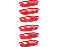 HENDI Serveermanden fastfoodstijl – set van 6 – rood – 275x175x38 mm – stapelbaar en vaatwasmachinebestendig