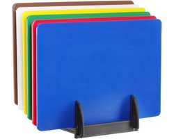 HENDI Set van 6 LDPE-snijplanken met rek � kleurgecodeerd � 450x300x10 mm