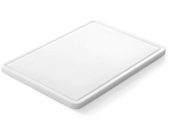 HENDI Snijplank - polyethyleen met hoge dichtheid - met opvanggroef voor sappen - 355x250x(H)15 mm - wit - universeel voor keuken en professioneel gebruik
