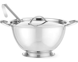 HENDI Soepterrine – 2,7L – Inclusief deksel en serveerlepel – Roestvrij staal – Vaatwasmachinebestendig