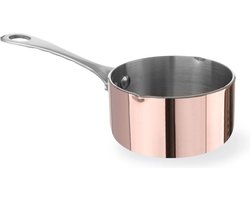 HENDI Steelpannetjes met schenktuit – 0,26L – 3-ply koper/aluminium/roestvast staal – ⌀85x(H)50mm