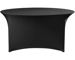 HENDI Tafelhoes rond - tricot 160 g/m2, polyester en elastaan - strijkvrij en machinewasbaar - diameter 150 cm, hoogte 76 cm - zwart - voor ronde tafels