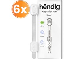 Hëndig Kinderslot Kastjes - 6 Stuks - Wit - Kinderbeveiliging voor Kasten - Kastslot - Kast Beveiliging Baby - Veiligheidshaakjes - Kastsloten Baby - Kinderslot Kast - Kinderslot Lade - Kind Veiligheidsslot Baby - Ladeslot