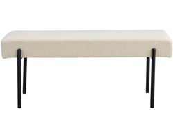 Hendriks | bank | bouclé | staal en hout | 100x36x42,5 cm | eetbank | eetkamerbank | zitbank | zitbank buiten | Wood Selections