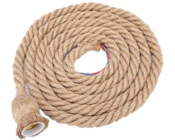Hengelamp Touw - Industriële Lamp Snoer - Sfeerverlichting Creëren - Natuurlijke Hennepvezel - 200 cm - Natuurlijk