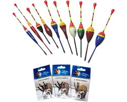 Hengeldobbers Set - Visdobbers Posen - Beginners Vissen - Met Rubberen Stoppers - 10 Dobbers - Meerkleurig