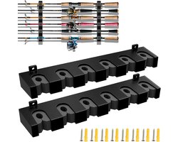 Hengelhouder horizontaal paar wandplaat hengelstandaard zwart