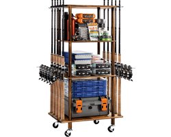 Hengelhouder Hout - Vishengel rek organizer - Visspullen opbergen - Houdt 10 hengels - 4 Tier - Natuurlijk