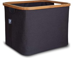 HENNEZ Opbergmand 40L opvouwbaar met bamboe frame - antraciet