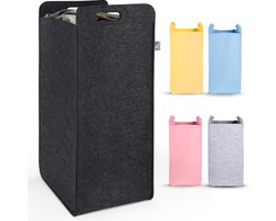Hennez Wasmand Opbergmand 80L Waterdicht met Handvat - Smalle Wasbak - Vilt Waszak Vierkante Wasmand Opvouwbaar