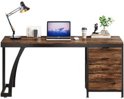 Hennova Bureau - Werktafel - Computerbureau - Met 3 omkeerbare lades - Eenvoudige montage - Industrieel - Rustiek bruin - 150 x 50 x 75 cm (B x D x H)