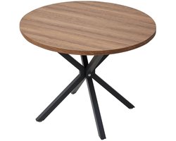 Hennova Eettafel - Eettafel rond - Meubels - Keuken - Geschikt voor maximaal 4 personen - Hout - Donkerbruin - 100 x 100 x 76.5 cm