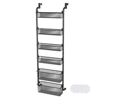Hennova Organizer - Opbergrek - Deurhangende organizer - Ruimtebesparend - Hangende Opberger met 6 Stevige Metalen Manden - Zwart - 150 x 43 x 16.5 cm