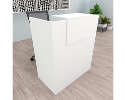 Henor Oja Theke, vuurvast hout, 80 x 50 x 107 cm, met tafel binnenshuis, ideaal voor receptie en commercieel kantoor, wit vuurvast