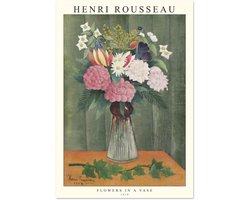 Henri Rousseau - Flowers in a vase Poster A4 21x29.7 cm - exclusief lijst