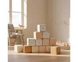 HENVAE® Foam Stapelblokken 12-delig inclusief opbergtas - Zachte Speelblokken - Baby Speelgoed 6 maanden - Stapeltoren - Bouwblokken - Foam Blokken - Montessori Speelgoed - Educatief speelgoed - Sensorisch Speelgoed Baby - Kindercadeau