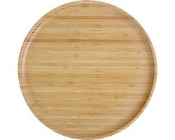 Herbruikbare bamboeborden, 100% bamboeborden, ronde houten borden, bamboeplaten, platte borden, serviesset, houten borden, herbruikbare borden, set van 4 x 30 cm