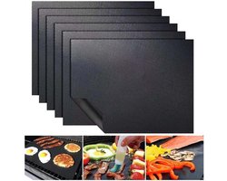 Herbruikbare Barbecue Matten 10 Stuks Antiaanbak Hittebestendig Voor Oven Grill En Bbq Zwart