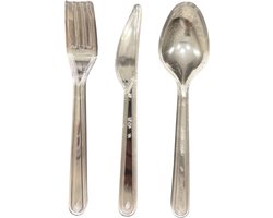 Herbruikbare Bestekset – Vork + Mes + Lepel – Transparant – 18 cm – 100 Sets – Stevig PS