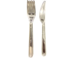 Herbruikbare Bestekset – Vork + Mes – Transparant – 18 cm – 100 Sets – Stevig PS