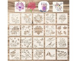 Herbruikbare Bloemstencils voor Schilderen - 20 Stuks Sjalonen voor Ambachten en Decoratie