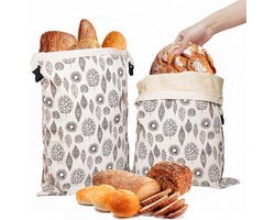 Herbruikbare broodzakken van bijenwas voor vriezer en koelkast - 43 x 33 cm - natuurlijke katoenen bewaarzakken met bijenwasvoering - luchtdichte versheidsbewaarder voor zelfgebakken brood en andere bakbenodigdheden - 2 stuks