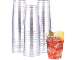 Herbruikbare Heldere Plastic Bekers - 300 ml - Elegante Drinkbekers voor Feestjes - Wijn Glazen voor Champagne, Bier, Cocktail, Martini, Soda, Dessert - 9.5 x 7.5 cm - Verpakking van 50