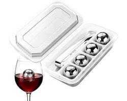 Herbruikbare ijsblokjes - Metalen ijsklontjes - Dranken koelen - Voetbalvormig - 4 stuks - Zilverkleurig