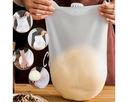 Herbruikbare kneedzak van voedselveilig siliconen, geschikt voor brood, gebak, pizza en tortilla's; mengzak voor bloem; opbergzak; groot formaat (2,7 kg).