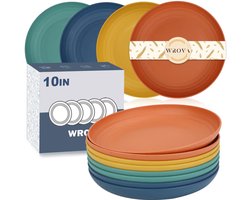 Herbruikbare kunststof bordenset 8 stuks – 10 inch in meerdere kleuren