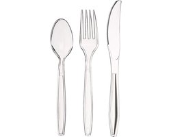 Herbruikbare messen - LET OP ALLEEN messen - messen transparant 19 cm - bestek - Stevig en Herbruikbaar - BPA Vrij - Vaatwasbestendig - Reusable -Transparant - 100 stuks