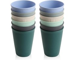 Herbruikbare Plastic Bekers 0.35L - Duurzame Shatterproof Drinkbekers voor Koffie, Thee en Melk - Ideaal voor Feesten, Barbecues en Kamperen (6 Kleuren)