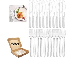 Herbruikbare plastic bestekset - 100 stuks voor familiefeesten, outdoor diner, feest, bruiloft, picknick, banket