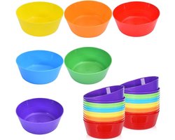 Herbruikbare plastic schalen set - 24 stuks - 300 ml - onbreekbaar - voor kinderen - vaatwasser- en magnetronbestendig - fruitsalade, snacks, soepen