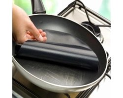 Herbruikbare ronde bakmatten - 2 stuks | ronde anti-aanbak folie voor koekenpannen | Geen aangekoekte pannen meer en Vet-vrij koken | Teflon non-stick ronde bakmat