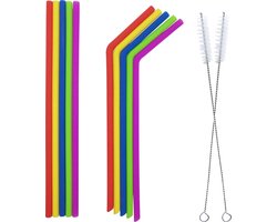 Herbruikbare siliconen rietjes (Regular size) - duurzame herbruikbaar siliconen rietje - drinkrietjes set 10 stuks incl. 2 borstels - BPA vrij en tandbeschermend