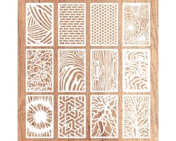 Herbruikbare sjablonen voor knutselen 12 stuks - Gemengde media textuursjabloon - Schilderen op hout, muur, baksteen - Boom gelaagde kunstsjablonen - Spuitverf knutselen - Creatieve DIY projecten - 28x18cm